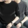 Camiseta deportiva casual para hombre de manga larga con estampado, moderna para adolescentes, adecuada para todas las estaciones, cuello redondo, top básico de manga larga