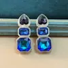 Brincos Atacado Comércio Exterior Transfronteiriço Europeu e Americano Retro Diamante Colorido Quadrado Geométrico Simples Brincos de Strass Brincos para Festa de Jantar Atacado