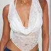 Yl25051Mho Top Sexy Transfronteiriço Feminino Sexy Renda Sexy Cor Sólida Cintura Gola Alta Bolso Colete para Mulheres