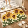 Tapete de Chão Floral Fresco e Simples para Entrada de Casa, Tapete Antiderrapante para Quarto e Banheiro, Fácil de Cuidar, Tapete de Chão de Caxemira Sintética