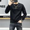 Suéter de marca de moda de estación europea para hombre, cuello redondo, corte slim, jersey de alta gama para hombre, otoño, lujo ligero, marca grande, camiseta de manga larga, moda