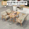 Estilo Rústico Cuero con Cera de Aceite Combinación de Mesa y Silla para Cafetería Tienda de Té Casa de Té Bar de Libros Recepción de Bed & Breakfast Sofá tipo Booth para Negociación