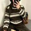 Suéter redondo de jacquard de diseño vanguardista para mujer 2026 Otoño/Invierno nuevo estilo perezoso holgado suéter de punto de manga larga