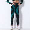 Amazon Europeo y Americano Cintura Alta Levantamiento de Cadera Elástico Ajustado Pantalones de Yoga Tejido sin Costuras Rayado Levantamiento de Cadera Melocotón Pantalones de Yoga