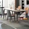 Mesa de Tampo de Laje de Rocha Luxo Leve Moderna Simples Doméstica Mesa dos Oito Imortais Mesa Simples de Sala de Estar Mesa de Jantar Retangular Conjunto de Mesa e Cadeiras de Jantar