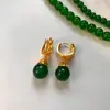 Nuevos Pendientes de Jade Ónix Verde Natural Chinos para Mujer, Pendientes de Lujo Ligero de Nicho de Alta Gama, Pendientes de Plata de Ley, Novedad 2025