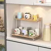 Estante de acrílico para tazas, estante de doble capa de lujo ligero para escritorio para vasos de agua y tazas de té, portavasos para aparador