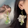 Pendientes de Tul con Flor de Cristal y Borla Dulces Moda Fresca Estilo Casual Diseño de Gancho para Oreja Pendientes de Nicho Venta al por Mayor