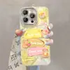 Muñeco Oso de Mantequilla Adecuado para Funda de Teléfono Móvil Apple 16E 14Promax Hilo de Plumas Lindo 15 Gama Alta 13 Niñas 8