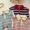 Nueva Camisa Polo Elegante para Niñas 2026, Cuello de Dibujos Animados, Top sin Mangas Rayado Lindo y Moderno