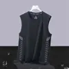 Chaleco sin mangas de cuello redondo para hombre Chaleco Seda de hielo Verano para correr Parte superior del cuerpo Chaleco para deportes sobre hielo Camiseta sin mangas de secado rápido