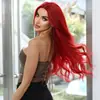 Nuevo Producto de Amazon Peluca Mecánica para Mujer Aquaman Rojo Raya Media Cabello Largo Rizado Estilo Europeo y Americano Cabeza Completa Lista para Entrega