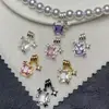 Fuerte retención de color, Estilo dulce y fresco, Abalorio espaciador de estrella cruzada de circonio cuadrado Colgante de cristal Accesorios hechos a mano para bricolaje