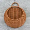 Cesta Colgante Tejida de Mimbre Sintético para Almacenamiento de Jengibre y Ajo en la Cocina Cesta para Guardar Llaves en la Parte Trasera de la Puerta del Baño Cesta de Almacenamiento de Pared Montada en la Pared