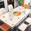 Tapete de mesa de PVC fofo, à prova d'água, à prova de óleo, lavável e resistente ao calor, com um toque de luxo leve e de alta qualidade, para proteção de mesa de centro e de trabalho