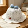 Sombrero de Cubo de Cereza Nuevo de Primavera y Otoño para Niñas, Sombrero de Pescador Protector Solar Lindo, Estilo Coreano Cálido Protector Solar Sombrero de Princesa
