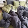 Estilo Ins Clase A Color Puro Doble Alta Gama Terciopelo de Leche Juego de Cuatro Piezas Engrosado Cálido Coral Terciopelo Juego de Tres Piezas para Cama de Estudiante
