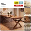Mesa de comedor estilo mediados de siglo, madera maciza, diseñada para eliminar la necesidad de una sala de estar separada, una mesa larga grande e integrada que también puede servir como escritorio o banco de trabajo, un nuevo modelo para uso doméstico