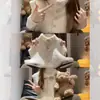 Look em camadas de início de outono: colete feminino de malha felpuda, com gola e fio texturizado, macio e confortável, sem mangas, modelagem solta, top/cardigã casual