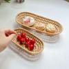 Estufa para cocinar té Bandeja de ratán vietnamita Cesta de frutas Cesta de almacenamiento de bocadillos bocadillos frutas secas tejida a mano japonesa vintage