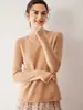 Suéter de cachemira para mujer, 100% cachemira pura, primavera y otoño, nuevo jersey de cuello en V y manga larga, suéter de punto de moda.