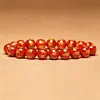 Pulsera sencilla de ágata roja natural con mantra de seis caracteres, disponible en varios tamaños, roja con cuentas doradas, joyería de ágata roja simple y clásica