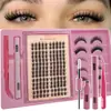 Kit de Extensión de Pestañas Postizas, Denso, Adecuado para Principiantes DIY liebre, Set Mixto de 8-18MM con Pegamento y Pinzas, Incluye Par Mixto, Estilo Natural Denso