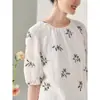 Camisa de Botones Estampada Estilo Chino, Corte Estrecho, Top Adelgazante de Algodón y Lino para Mujer, Nueva Camisa Elegante Holgada de Primavera y Verano