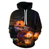 AliExpress Comércio Exterior Novo Moletom com Capuz Estampado Digital 3D de Abóbora de Halloween para Homens com Bolso