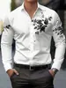Camisa Masculina de Manga Longa para Comércio Exterior 2026 Novo Estilo Amazon Masculina Europeia Estampa Floral Gola Lapela Manga Longa