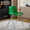 Silla perforada de estilo dopamina de moda para cafeterías y tiendas de té con leche, silla comercial con estructura de acero electrochapado, silla perforada vintage tipo queso