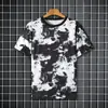 Camiseta de manga corta de seda helada para hombre, diseño de nicho de verano, moderna, a la moda, personalizada, de secado rápido, cuello redondo, venta al por mayor