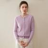 Cardigan de Punto de Cachemira 100% Puro para Otoño e Invierno, Cuello Redondo, para Mujer, Color Sólido, Manga Larga, Suéter Jacket Casual de Moda, Grueso
