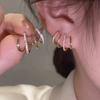 Corea del Sur Dongdaemun Circonita Micro-incrustada Fila de Oreja de Cuatro Garras Elegante Sencillo Moda Celebridad de Internet Nuevo Arete Tiktok