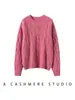Invierno 2026 100% Cachemir Engrosado Cuello Redondo Tejido de Punto Manga Larga Puntos de Colores Suave y Liso Tejido de Trenza Suéter de Cachemir Top