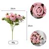 Simulación europea de 5 cabezas de copo de nieve, gran capullo de té, flor, decoración de boda, ramo de flores de seda, adornos de flores falsas de plástico, simulación de rosa