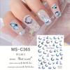 MEETSWEET Flor de luna nueva negro y blanco oro y plata estrella Luna adhesivo impermeable pegatinas para uñas pegatinas de uñas sueño