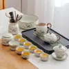 Lujo Ligero Gama Alta Horno Ru Juego de Té Kung Fu para el Hogar Cerámica China Tetera Taza de Té Bandeja de Té Pequeña Regalo
