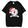 Camiseta Estampada en el Pecho de Animales Gatos Gatito Navidad Hombres