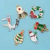 Joyería Hecha a Mano DIY Aleación Goteo de Aceite Serie Navideña Cascabeles Papá Noel Reno Colgante Accesorios Material Colgante