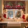Cortina de Ventana Muñeco de Nieve Navideño Decoración Festival Navideño Sin Taladrar Barra Romana Cortina Corta Impresión Digital Cortina de Ventana