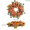 Decoración de Guirnalda de Ratán para Acción de Gracias Transfronteriza de Amazon Colgante de Puerta Calabaza de Otoño Piña de Pino Decoración de Puerta Guirnalda Festiva del Bosque