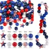 Cuentas con Estampado de Bandera del Día de la Independencia Americana Estrella de Cinco Puntas Cuentas Sueltas Accesorios para Joyería Hecha a Mano DIY