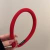 Diadema de lana a cuadros rojos y verdes con atmósfera navideña para niña, diadema de chenilla roja oscura para Año Nuevo, horquilla