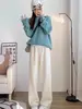 Pantalones de maternidad de pana para otoño e invierno, pierna ancha, con soporte de cintura alta, no restrictivos, forro polar, cálidos, con caída, de largo hasta el suelo