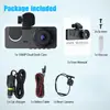 Cámara de reversa de alta definición 1080P de 2 pulgadas con 3 lentes, visión nocturna, grabación triple y dashcam WIFI transfronteriza