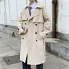 Gabardina de Doble Botón de Longitud Media Estilo Hong Kong Ins para Hombre, Elegante Capa por Encima de la Rodilla, Abrigo Holgado Bf, Primavera y Otoño 2026