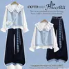 Conjunto de três peças para meninas: colete colorido abotoado inspirado na dopamina, camisa com gola de boneca e calça pantalona - para primavera e outono