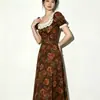 Vestido 2026 Verano Nuevo Estilo Vintage para Mujer Ajustado Manga Corta Abertura Floral Bodycon Midi