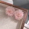 Pendientes de Flor de Gasa Estilo Vacaciones Suave Pendientes de Organza Dulces y Coloridos Pendientes Dopamina para Viaje de Mujer